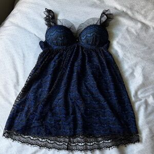 Blue & Black Lace Seductive Wear Sexy Lingerie